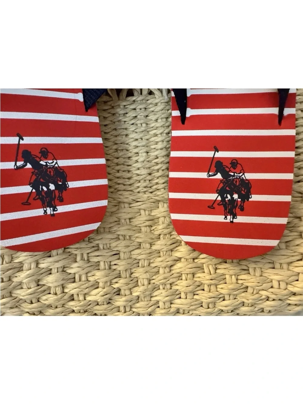 U.S. Polo Assn. Red Stripe Flip Flops Man’s Sz 9-10